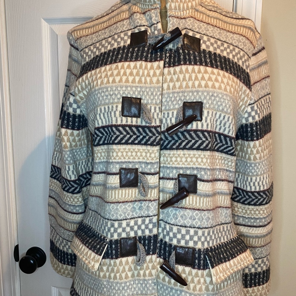 Doncaster Striped Toggle Coat in Cream and Black
